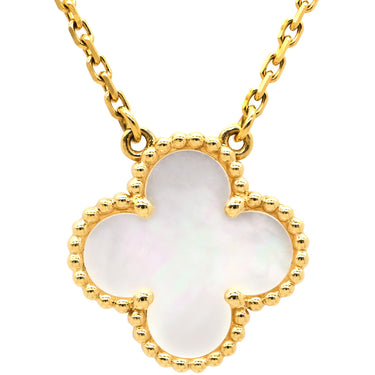 ヴァンクリーフアーペル Van Cleef & Arpels ヴィンテージ アルハンブラ ペンダント VCARA45900 パールホワイト×イエローゴールド K18YG マザーオブパール ネックレス 白 750 18K YG シェル