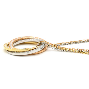 カルティエ Cartier トリニティ ダイヤ ペンダント イエローゴールド×ピンクゴールド×ホワイトゴールド K18PG K18YG K18WG ダイヤモンド ネックレス 3カラー 18金 750 3連 トリプルチェーン