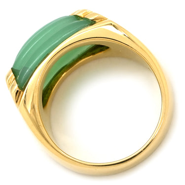 ブルガリ BVLGARI トロンケット グリーン×イエローゴールド K18YG カルセドニー リング 指輪 BVLGARI Au750 YG 18K 18金 カルセドニー 8.5号