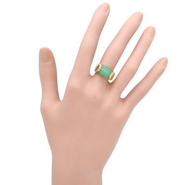 ブルガリ BVLGARI トロンケット グリーン×イエローゴールド K18YG カルセドニー リング 指輪 BVLGARI Au750 YG 18K 18金 カルセドニー 8.5号