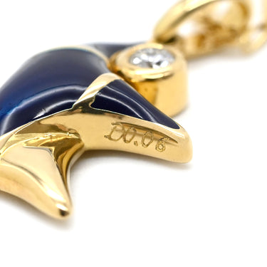 mouawad モワード ドールモチーフ エナメル ダイヤモンド ロイヤルブルー×イエローゴールド K18YG ダイヤモンド 七宝 ネックレス Au750 18K 18金 エマイユ 七宝 人形 1P 1石 1粒