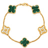 ヴァンクリーフアーペル Van Cleef & Arpels ヴィンテージ アルハンブラ 5モチーフ VCARO7GQ00 グリーン×イエローゴールド K18YG ダイヤモンド マラカイト ブレスレット ダイヤ マラカイト 18K