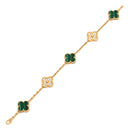 ヴァンクリーフアーペル Van Cleef & Arpels ヴィンテージ アルハンブラ 5モチーフ VCARO7GQ00 グリーン×イエローゴールド K18YG ダイヤモンド マラカイト ブレスレット ダイヤ マラカイト 18K