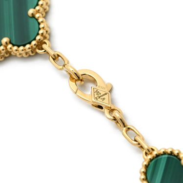 ヴァンクリーフアーペル Van Cleef & Arpels ヴィンテージ アルハンブラ 5モチーフ VCARO7GQ00 グリーン×イエローゴールド K18YG ダイヤモンド マラカイト ブレスレット ダイヤ マラカイト 18K