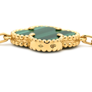 ヴァンクリーフアーペル Van Cleef & Arpels ヴィンテージ アルハンブラ 5モチーフ VCARO7GQ00 グリーン×イエローゴールド K18YG ダイヤモンド マラカイト ブレスレット ダイヤ マラカイト 18K