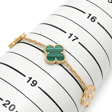 ヴァンクリーフアーペル Van Cleef & Arpels ヴィンテージ アルハンブラ 5モチーフ VCARO7GQ00 グリーン×イエローゴールド K18YG ダイヤモンド マラカイト ブレスレット ダイヤ マラカイト 18K