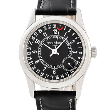 腕時計 パテックフィリップ PATEK PHILIPPE カラトラバ 6000G-001 自動巻き メンズ K18WG無垢 黒 ポインターデイト マイクロローター