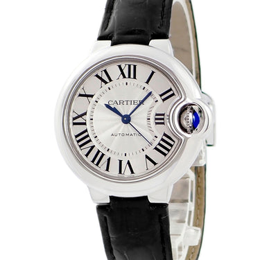 腕時計 カルティエ Cartier バロンブルー ドゥ カルティエ WSBB0030 自動巻き レディース シルバー 青針 ローマン ギョーシェ