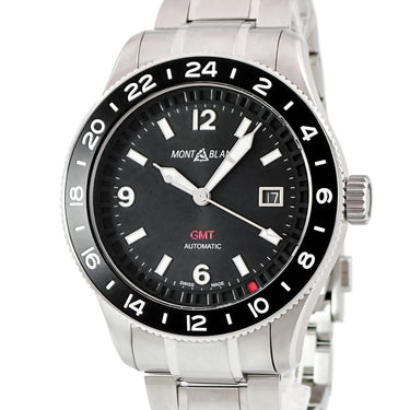 腕時計 モンブラン Montblanc 1858 GMT 129615 自動巻き メンズ 未使用 ブラック 黒 デイト アラビア バー デュアルタイム