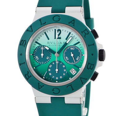 腕時計 ブルガリ BVLGARI アルミニウム クロノグラフ エメラルド 104076 BB40ATCH 自動巻き メンズ 新品同様 グリーン 緑 デイト 限定