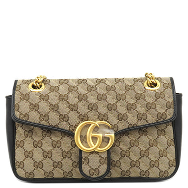 グッチ GUCCI GGマーモント キルティングバッグ 443497 ベージュ GGキャンバス レザー ショルダーバッグ ゴールド金具 チェーンショルダー