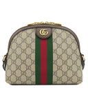 グッチ GUCCI GGショルダーバッグ 499621 ベージュ×エボニー GGスプリームキャンバス レザー ショルダーバッグ ゴールド金具 茶 シェリーライン
