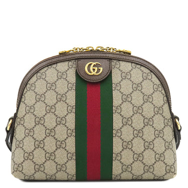 グッチ GUCCI GGショルダーバッグ 499621 ベージュ×エボニー GGスプリームキャンバス レザー ショルダーバッグ ゴールド金具 茶 シェリーライン