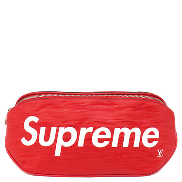 ルイヴィトン LOUIS VUITTON シュプリーム×ルイヴィトン バムバッグ M53418 レッド エピレザー ボディバッグ シルバー金具 Supremeコラボ