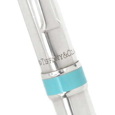 ティファニー Tiffany & Co クラシック ティファニー Tクリップ シルバー×ブルー シルバー925 ボールペン 黒インク 筆記確認済み