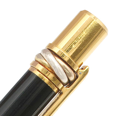 カルティエ Cartier トリニティ ブラック×ゴールド GP レジン ボールペン インク切れ ツイスト式