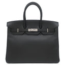 エルメス HERMES バーキン35 ブラック ヴァッシュリエジェ ハンドバッグ シルバー金具 黒