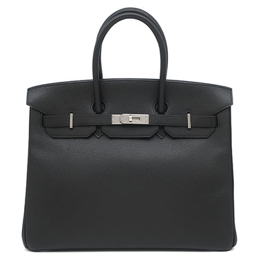 エルメス HERMES バーキン35 ブラック ヴァッシュリエジェ ハンドバッグ シルバー金具 黒