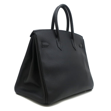 エルメス HERMES バーキン35 ブラック ヴァッシュリエジェ ハンドバッグ シルバー金具 黒