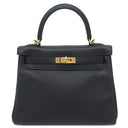 エルメス HERMES ケリー25 内縫い ブラック ヴォースイフト 2WAYバッグ ゴールド金具 黒