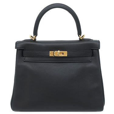 エルメス HERMES ケリー25 内縫い ブラック ヴォースイフト 2WAYバッグ ゴールド金具 黒