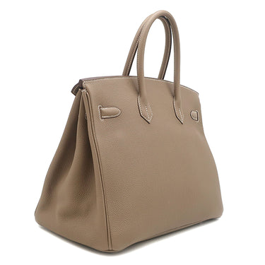 エルメス HERMES バーキン35 エトゥープ トゴ ハンドバッグ シルバー金具 グレージュ