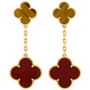 ヴァンクリーフアーペル Van Cleef & Arpels マジックアルハンブラ 2モチーフ VCARN5JR00 レッド×ブラウン×イエローゴールド K18YG カーネリアン タイガーズアイ ピアス 18K YG カーネリアン タイガーズアイ