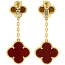 ヴァンクリーフアーペル Van Cleef & Arpels マジックアルハンブラ 2モチーフ VCARN5JR00 レッド×ブラウン×イエローゴールド K18YG カーネリアン タイガーズアイ ピアス 18K YG カーネリアン タイガーズアイ