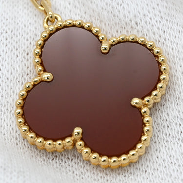 ヴァンクリーフアーペル Van Cleef & Arpels マジックアルハンブラ 2モチーフ VCARN5JR00 レッド×ブラウン×イエローゴールド K18YG カーネリアン タイガーズアイ ピアス 18K YG カーネリアン タイガーズアイ