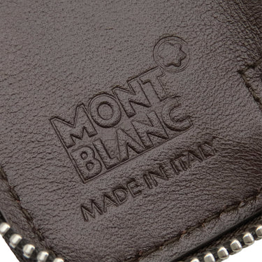 モンブラン Montblanc ジップ式ペンポーチ 1本用 ダークブラウン レザー ペンケース シルバー金具 茶 ジップタイプ ホワイトスター クロコ型押し