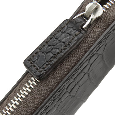 モンブラン Montblanc ジップ式ペンポーチ 1本用 ダークブラウン レザー ペンケース シルバー金具 茶 ジップタイプ ホワイトスター クロコ型押し