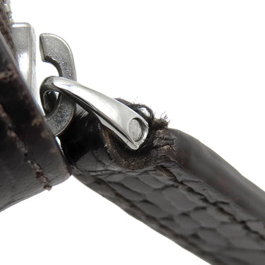 モンブラン Montblanc ジップ式ペンポーチ 1本用 ダークブラウン レザー ペンケース シルバー金具 茶 ジップタイプ ホワイトスター クロコ型押し