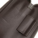 モンブラン Montblanc ジップ式ペンポーチ 1本用 ダークブラウン レザー ペンケース シルバー金具 茶 ジップタイプ ホワイトスター クロコ型押し