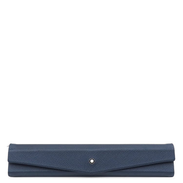 モンブラン Montblanc マイスターシュテュック ペンポーチ ネイビー レザー ペンケース シルバー金具 紺 ホワイトスター