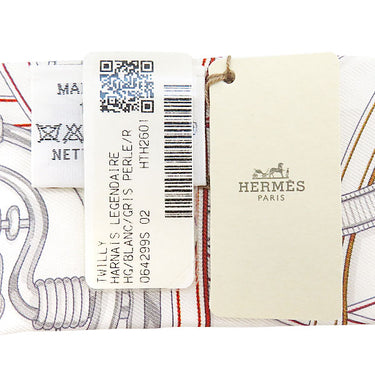 エルメス HERMES ツイリー H064299S ホワイト×グリペルル×ルージュH シルク スカーフ 新品 未使用 【Harnais Legendaire/伝説のハーネス】