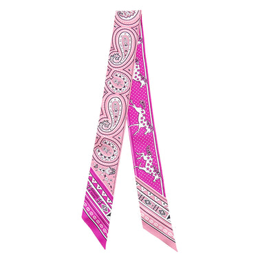 エルメス HERMES ツイリー H064259S フューシャ×ヴューローズ×ホワイト シルク スカーフ 新品 未使用 【シュヴァル ドゥ クール バンダナ】