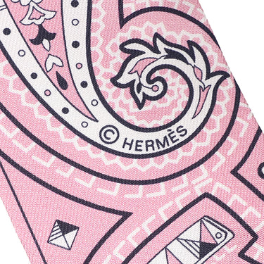 エルメス HERMES ツイリー H064259S フューシャ×ヴューローズ×ホワイト シルク スカーフ 新品 未使用 【シュヴァル ドゥ クール バンダナ】