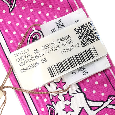 エルメス HERMES ツイリー H064259S フューシャ×ヴューローズ×ホワイト シルク スカーフ 新品 未使用 【シュヴァル ドゥ クール バンダナ】