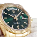 腕時計 ロレックス ROLEX デイデイト 36 118238 自動巻き メンズ メーカーOH済 Y番 K18YG無垢 フルーテッドベゼル グリーン