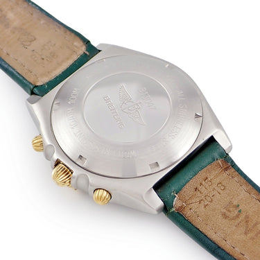 腕時計 ブライトリング BREITLING クロノマット ビコロ B13047 自動巻き メンズ OH済 K18YG×SS コンビ 緑 デイト 逆回転防止ベゼル