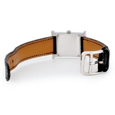 腕時計 エルメス HERMES Hウォッチ PM HH1.210 クオーツ レディース シルバー アラビア スクエア H型 ギョーシェ