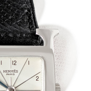 腕時計 エルメス HERMES Hウォッチ PM HH1.210 クオーツ レディース シルバー アラビア スクエア H型 ギョーシェ