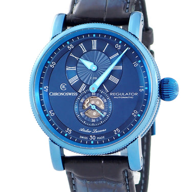 腕時計 クロノスイス CHRONOSWISS レギュレーター クラシック ブルー スティール CH-8776-BL 自動巻き メンズ 青 PVD スモールセコンド