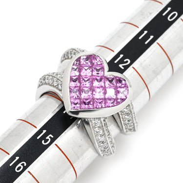 ジュエルスタジオ JEWELSTUDIO ピンクサファイア ダイヤ ハート ピンク×ホワイトゴールド K18WG ダイヤモンド ピンクサファイア リング 指輪 K18 WG Au750 ファンシーカット 13.5号