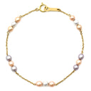タサキ TASAKI パール ステーション 3カラー×イエローゴールド K18YG パール ブレスレット TASAKI Au750 18K 18金 真珠 ピンク グレー 白 3カラー