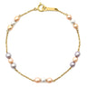 タサキ TASAKI パール ステーション 3カラー×イエローゴールド K18YG パール ブレスレット TASAKI Au750 18K 18金 真珠 ピンク グレー 白 3カラー