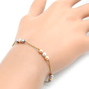 タサキ TASAKI パール ステーション 3カラー×イエローゴールド K18YG パール ブレスレット TASAKI Au750 18K 18金 真珠 ピンク グレー 白 3カラー