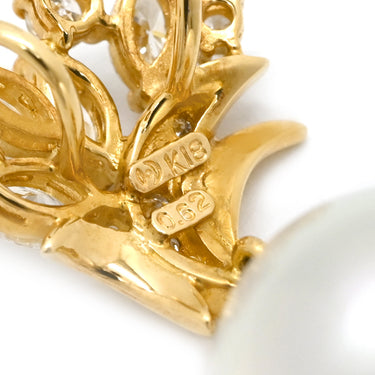 タサキ TASAKI パール ダイヤモンド パールホワイト×イエローゴールド K18YG パール ダイヤモンド ペンダントトップ TASAKI Au750 18K 18金 真珠 大粒 1P フラワー ネックレストップ