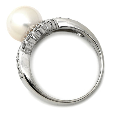 タサキ TASAKI パール 9.1mm ダイヤモンド パールホワイト×プラチナシルバー Pt900 パール ダイヤモンド リング 指輪 TASAKI 真珠 大粒 プラチナ Pt900 パヴェ ヘイローデザイン 14号