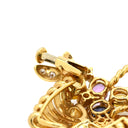 タサキ TASAKI フラワーバスケット モチーフ マルチカラー×イエローゴールド K18YG ダイヤモンド 色石 ネックレス 750 K18YG 色石 ブローチ 社外チェーン